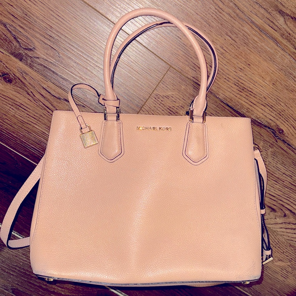 Michael Kors Adele Lg. Satchel in Pink Pebble Leather